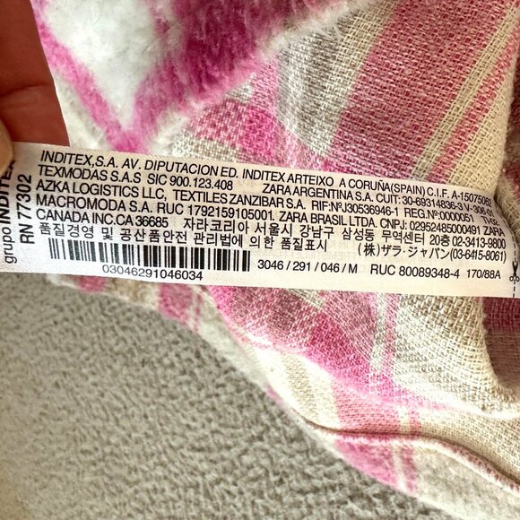 Zara Pink Plaid Crop Shirt Jacket Shacket Fuzzy Thick Coquette Western - Picture 8 of 16